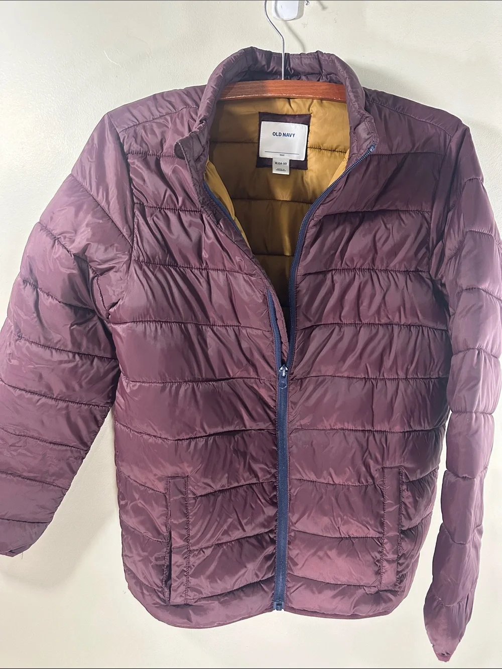 Old Navy Boy’s Quilted Puffer Coat Jacket in Burgundy Red XL (14-16) - Picture 3 of 6